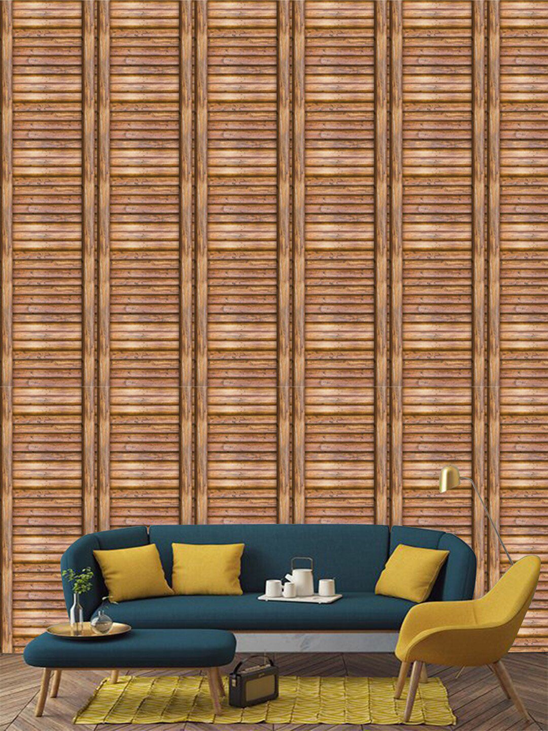 Jaamso Royals Brown Printed Wood Grain WallPaper Price in India