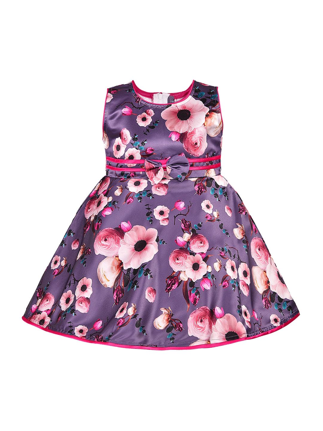 Wish Karo Girls Pink Floral Printed Fit and Flare Dress