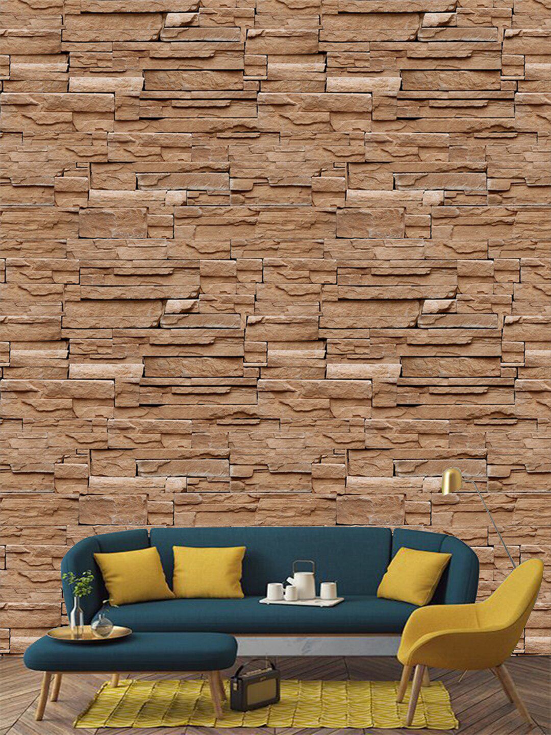 Jaamso Royals Brown Brick Stone Wallpaper Price in India