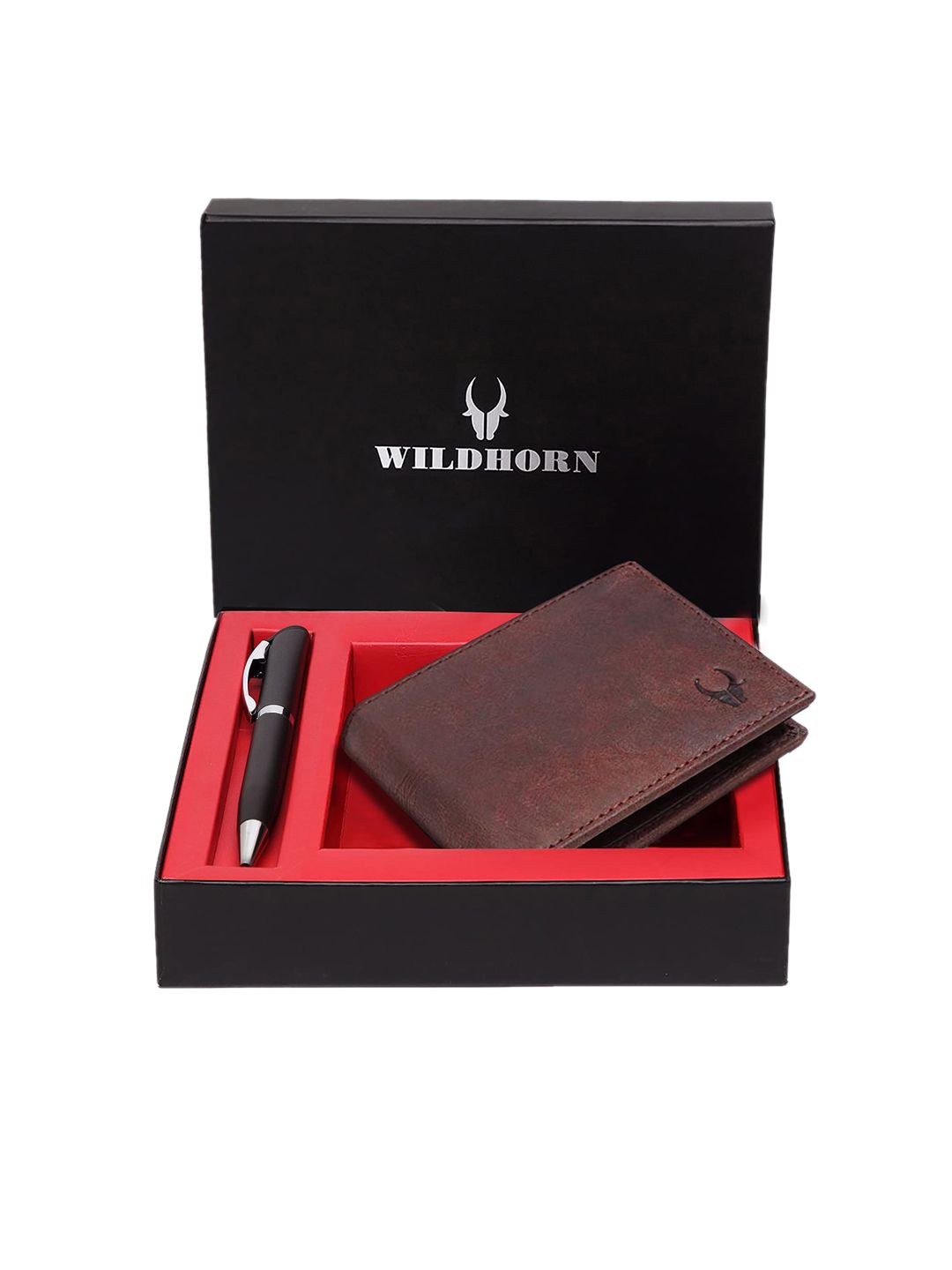 WildHorn Men Brown & Black RFID Protected Genuine Leather Accessory Gift Set