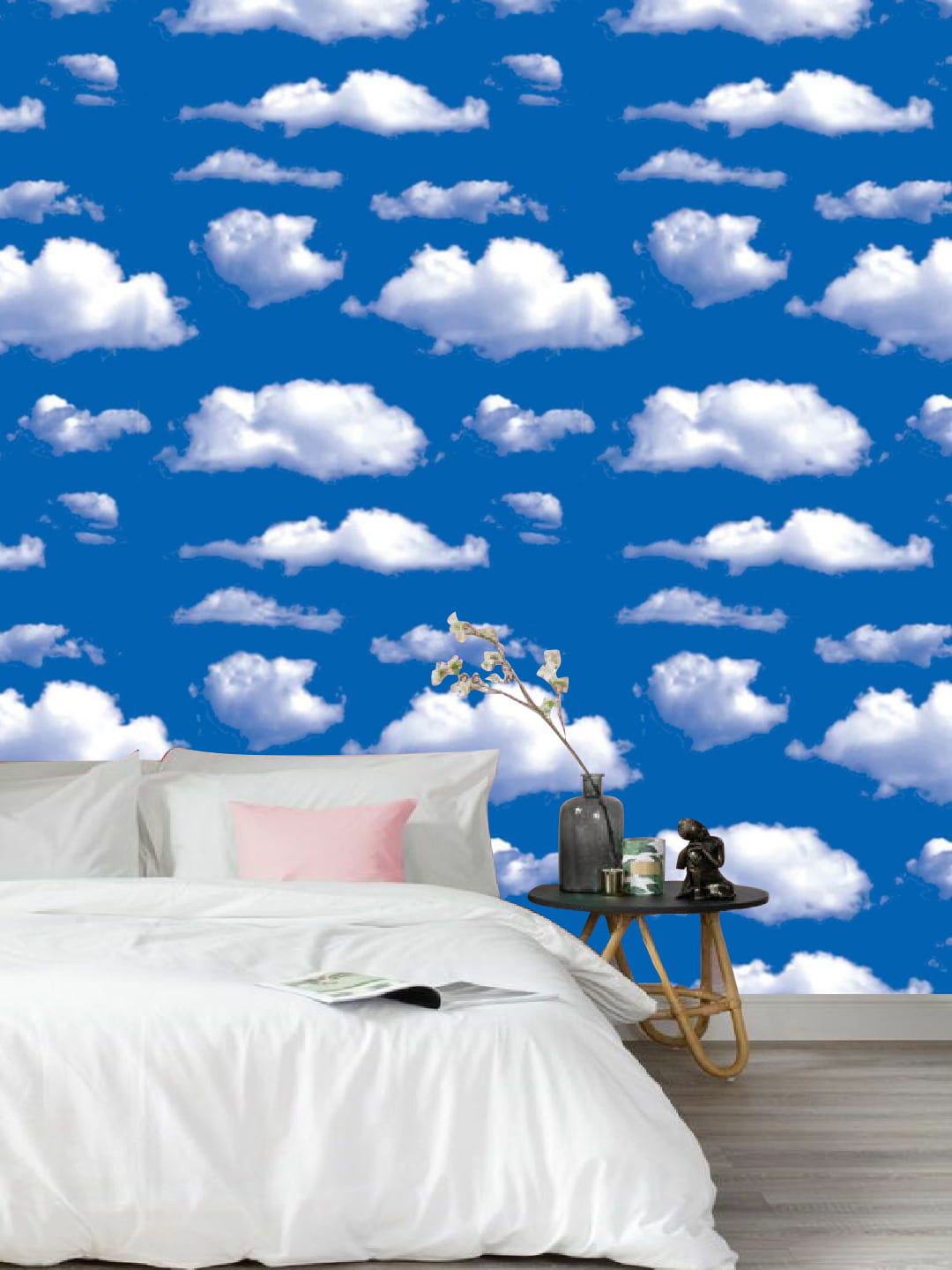 Jaamso Royals Blue & White Sky & Cloud Printed Wallpaper Price in India