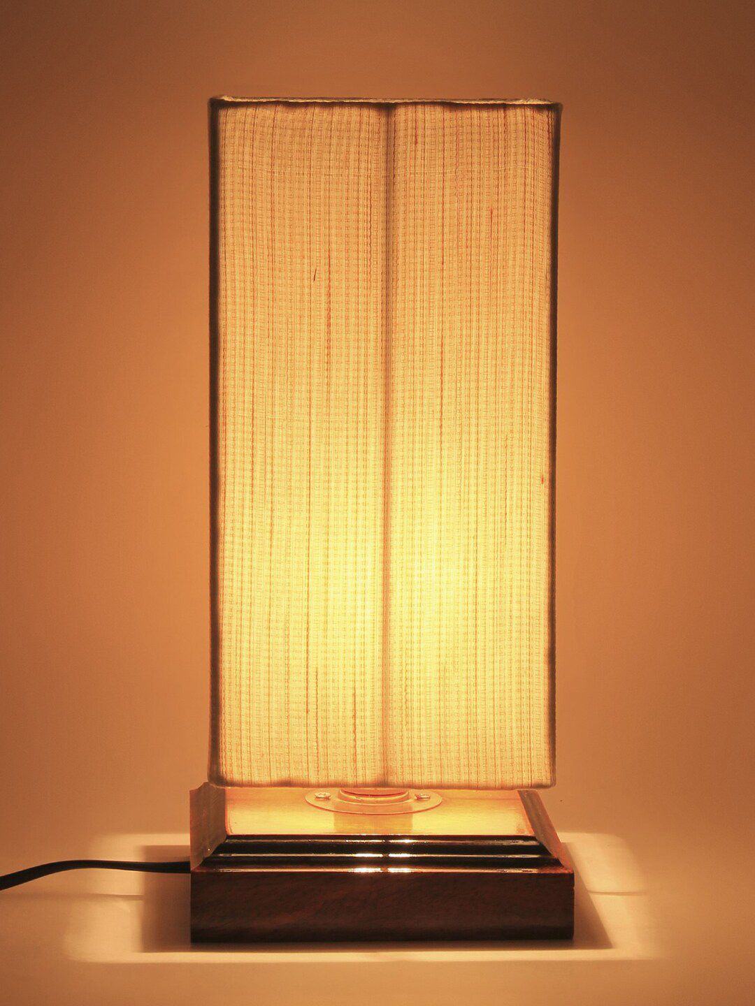 Devansh Warm Yellow Wood Rectangle Solid High Quality Electrical Table Lamps