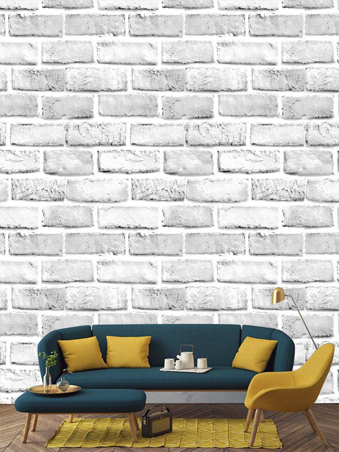 Jaamso Royals White Stone Brick Wallpaper Price in India