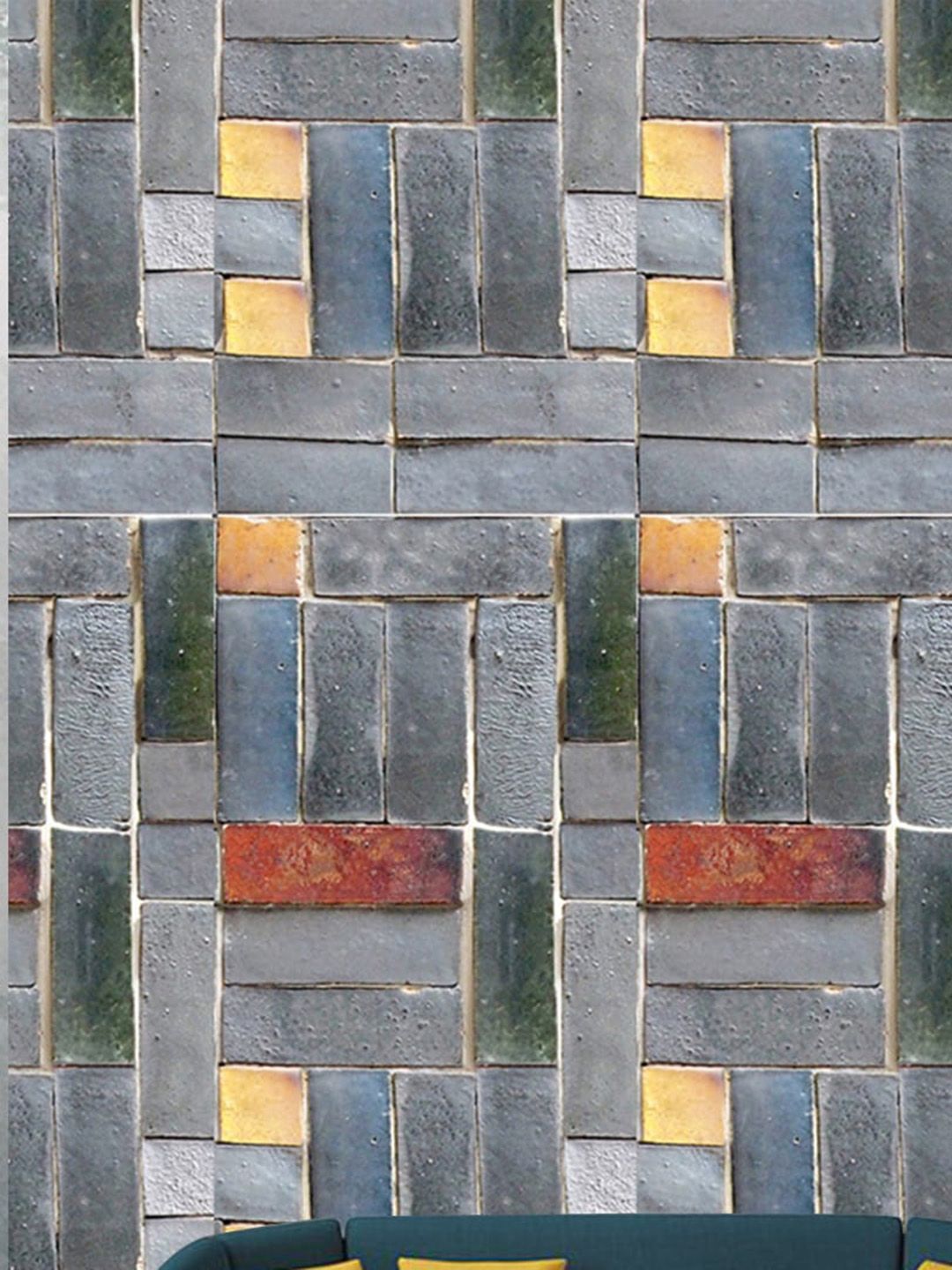Jaamso Royals Grey Antique Stone Brick WallPaper Price in India
