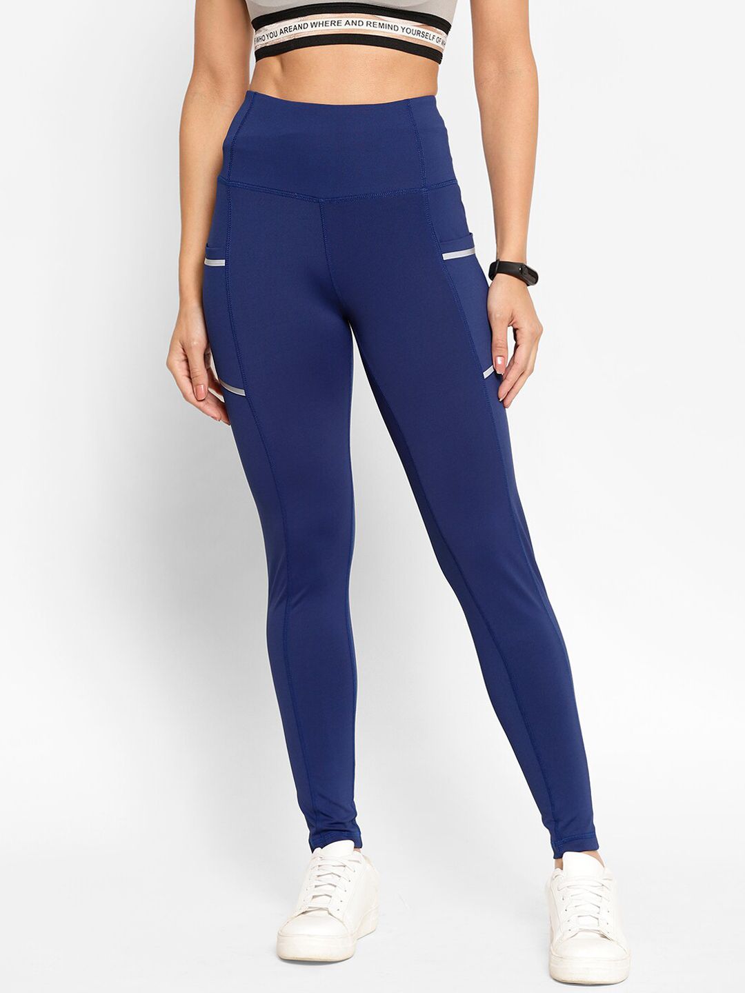 Yuuki Women Blue Solid Gym Tights Price in India