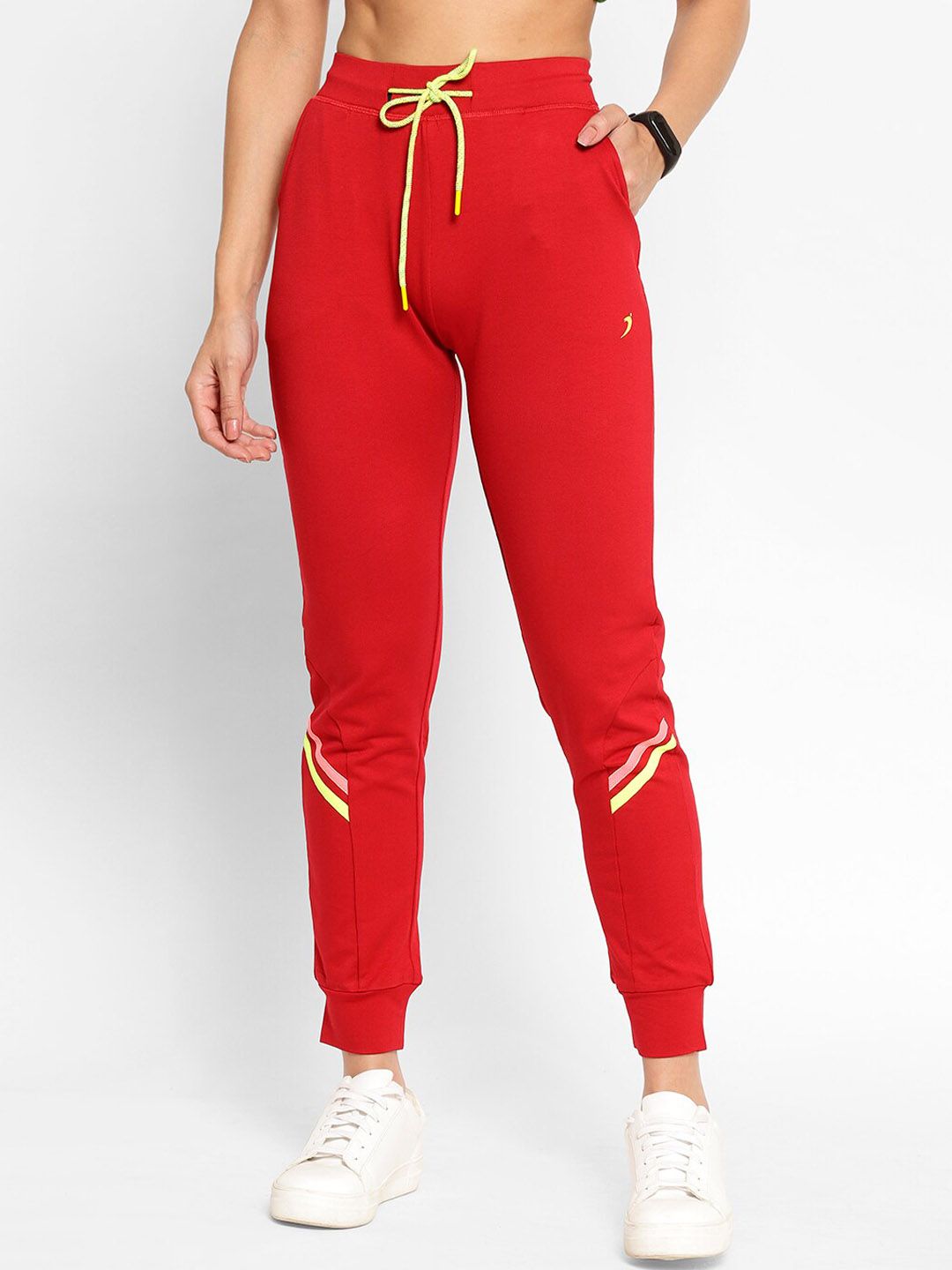 SAPPER Women Red Solid Slim-Fit Joggers Price in India