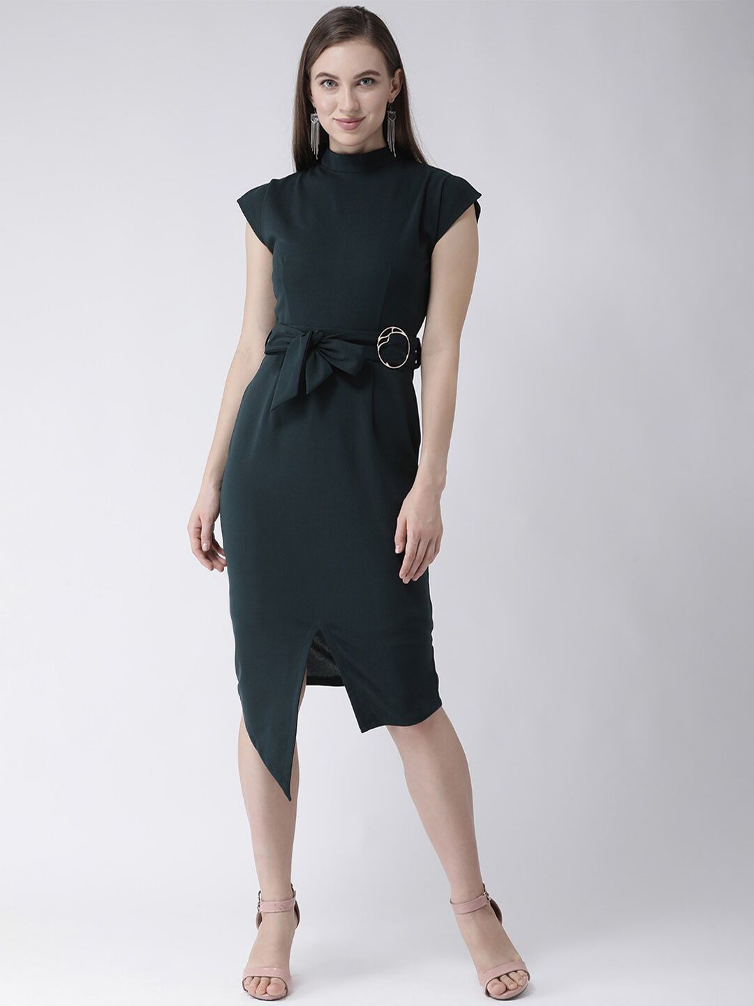 KASSUALLY Women Green Solid Sheath Dress Price in India