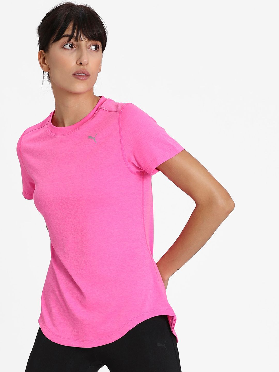 Puma Women Pink IGNITE dryCELL Heather T-Shirt Price in India