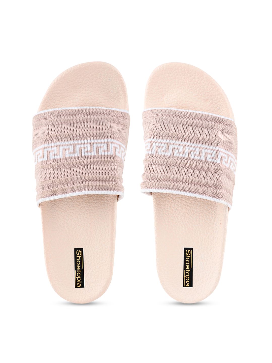 Shoetopia Women Pink Self Design Sliders Price in India