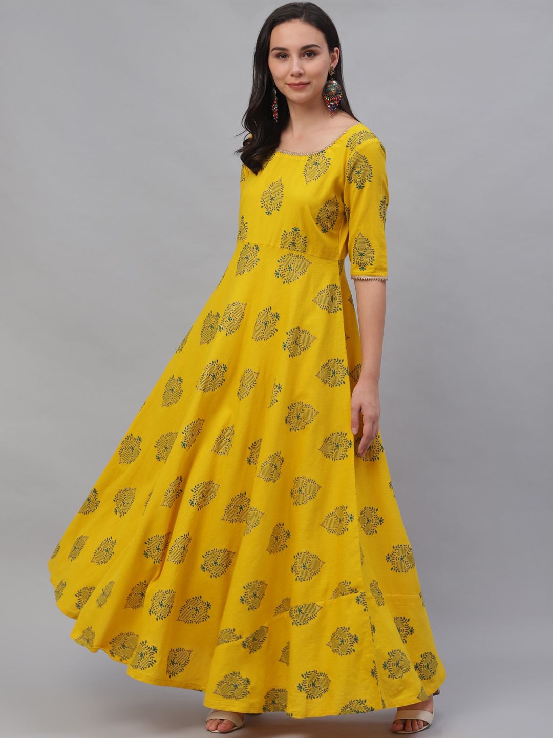 GERUA Women Yellow Printed Maxi Dress