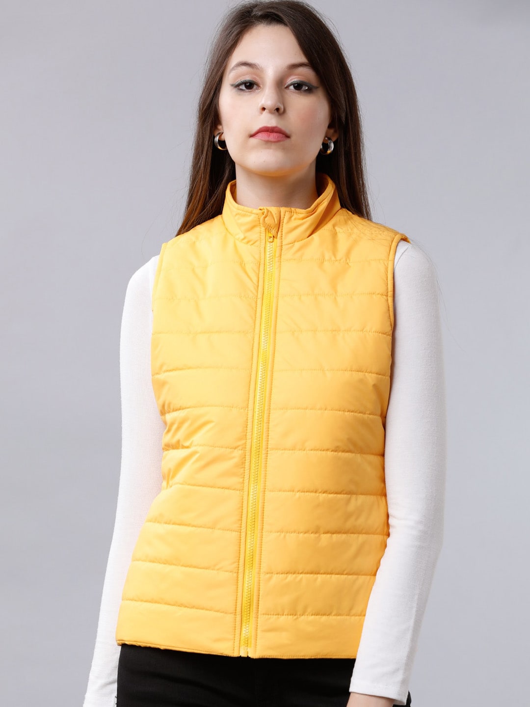 Tokyo Talkies Women Yellow Solid Puffer Jacket Price in India