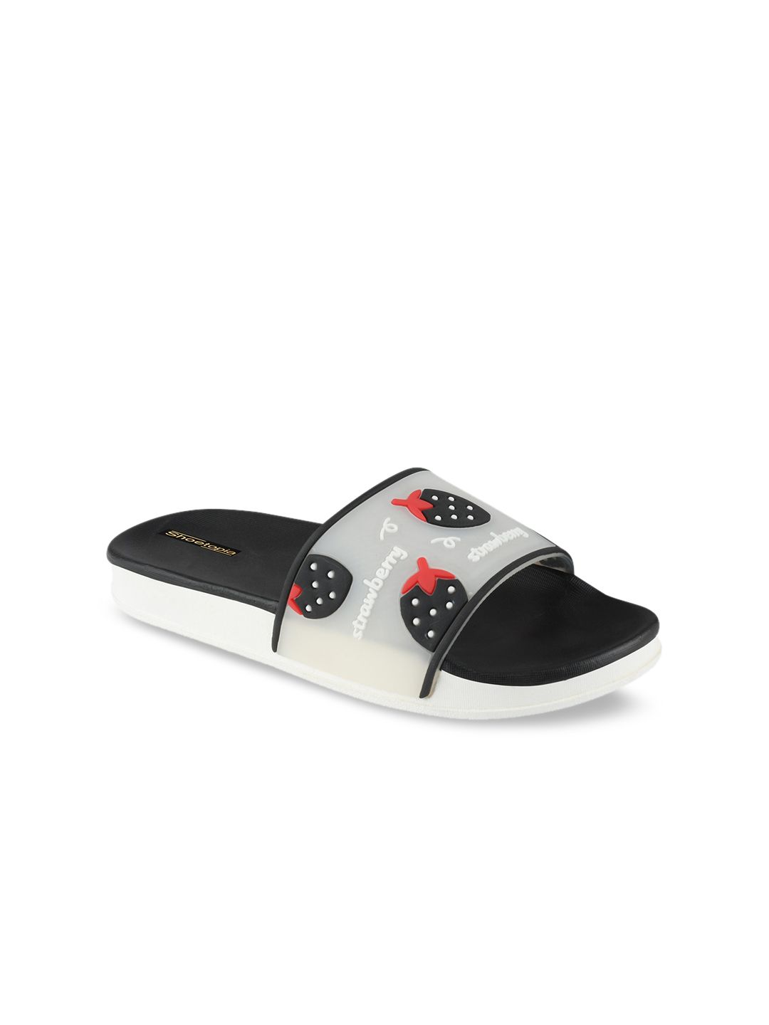 Shoetopia Women Black & White Printed Thong Flip-Flops Price in India