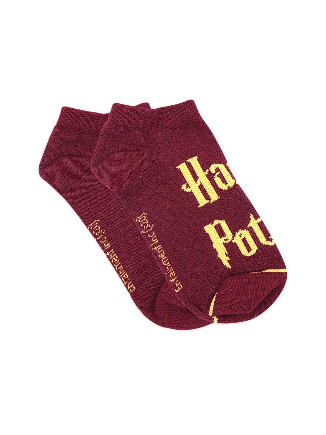 Balenzia Women Pack of 2 Maroon & Yellow Harry Potter & Hedwig Fur Ankle-Length Socks