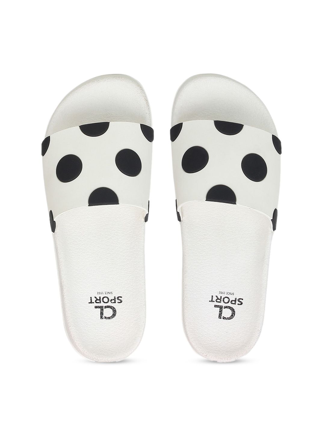 Carlton London sports Women White & Black Printed Sliders Price in India