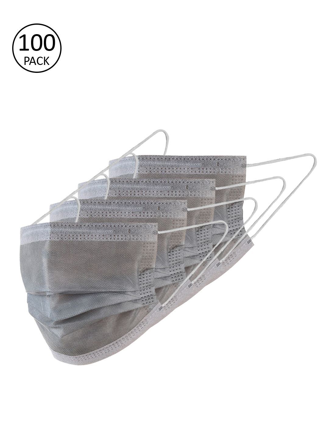 London Fashion Unisex Pack of 100 Grey 3-Layer Ultrasonic Surgical Masks Price in India
