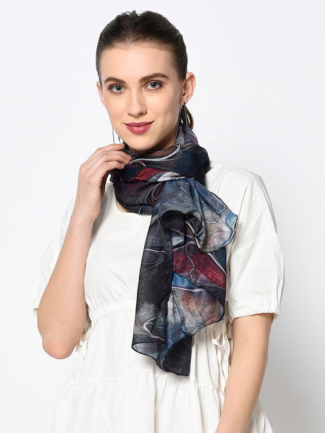 J Style Women Black & Red Printed Stole Price in India