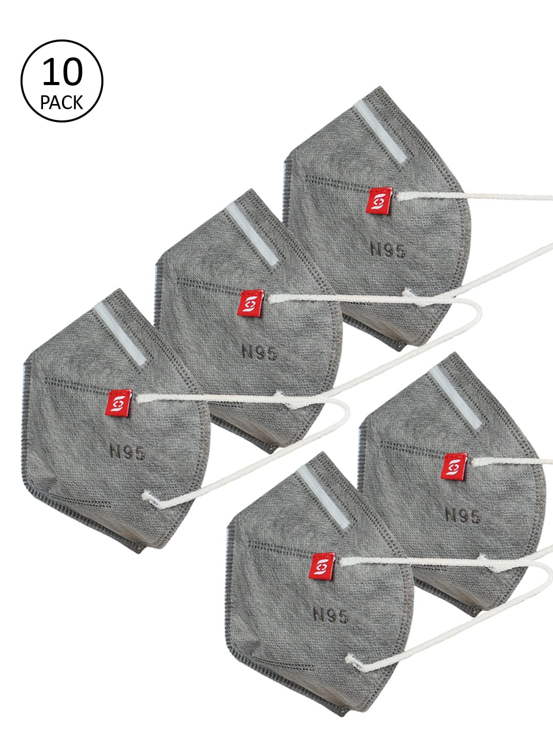 Swiss Design Unisex Grey Pack Of 10 5Ply Anti-Pollution N95 Masks Price in India
