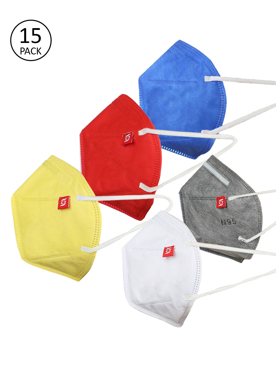 Swiss Design Adults Multicoloured Pack of 15 5-Ply Anti-Pollution N95 Masks Price in India