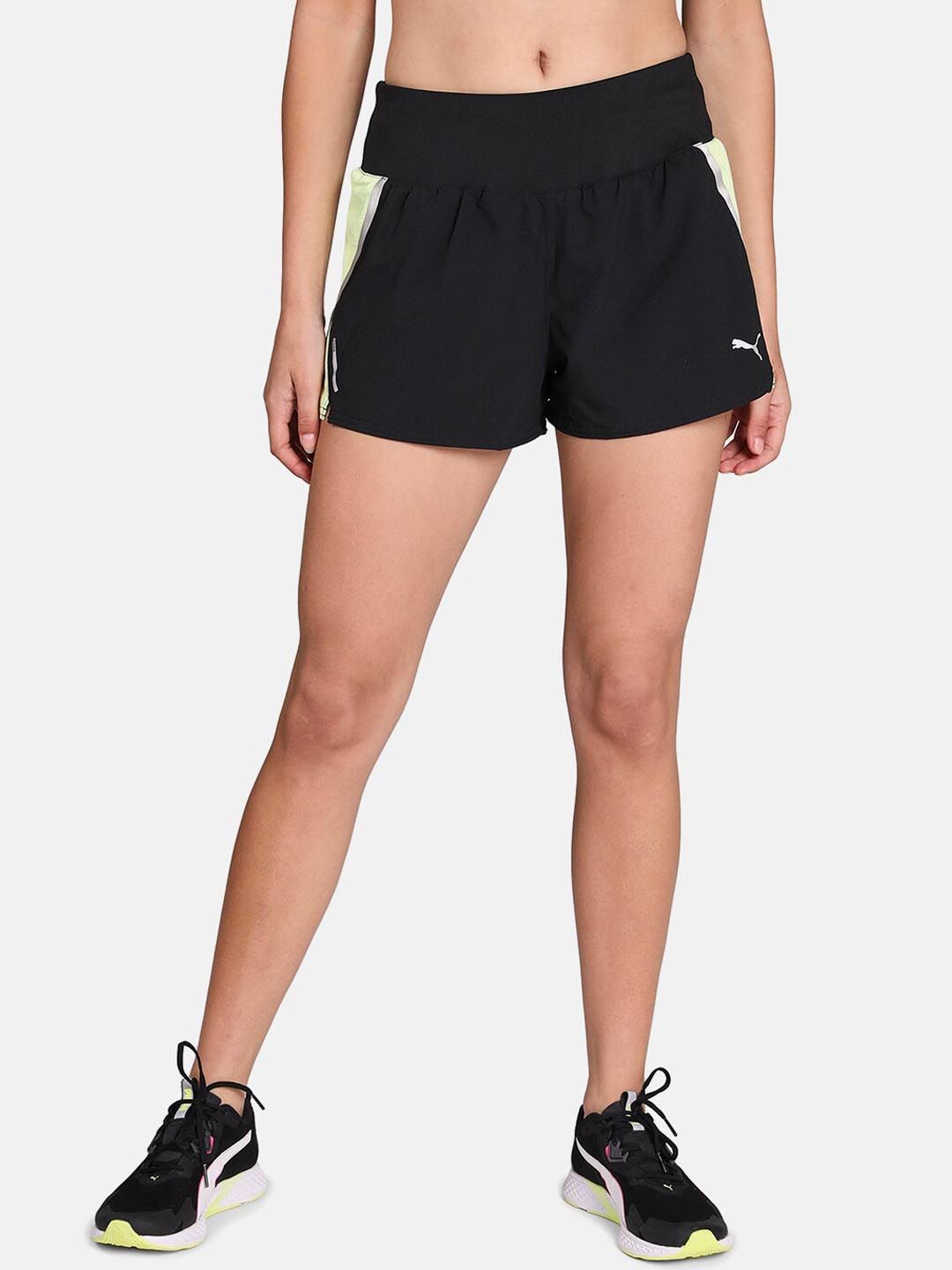 Puma Women Black Solid Regular Fit Sports Shorts Price in India