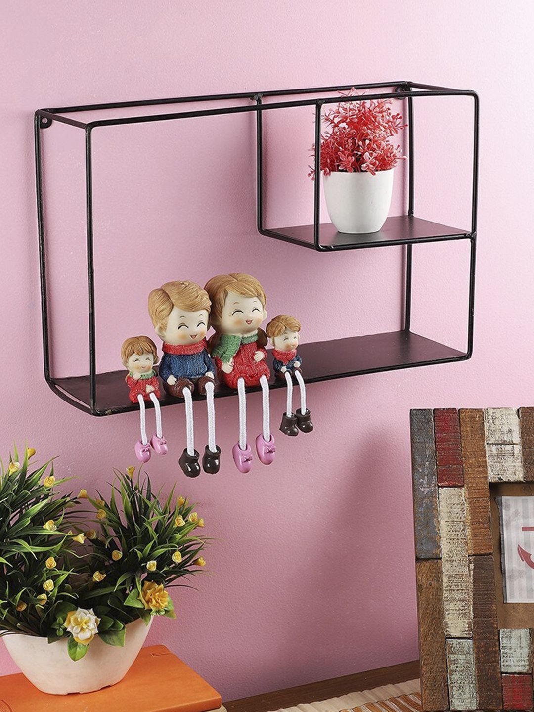 Home Sparkle Black Metal Basic Wall Shelf Price in India