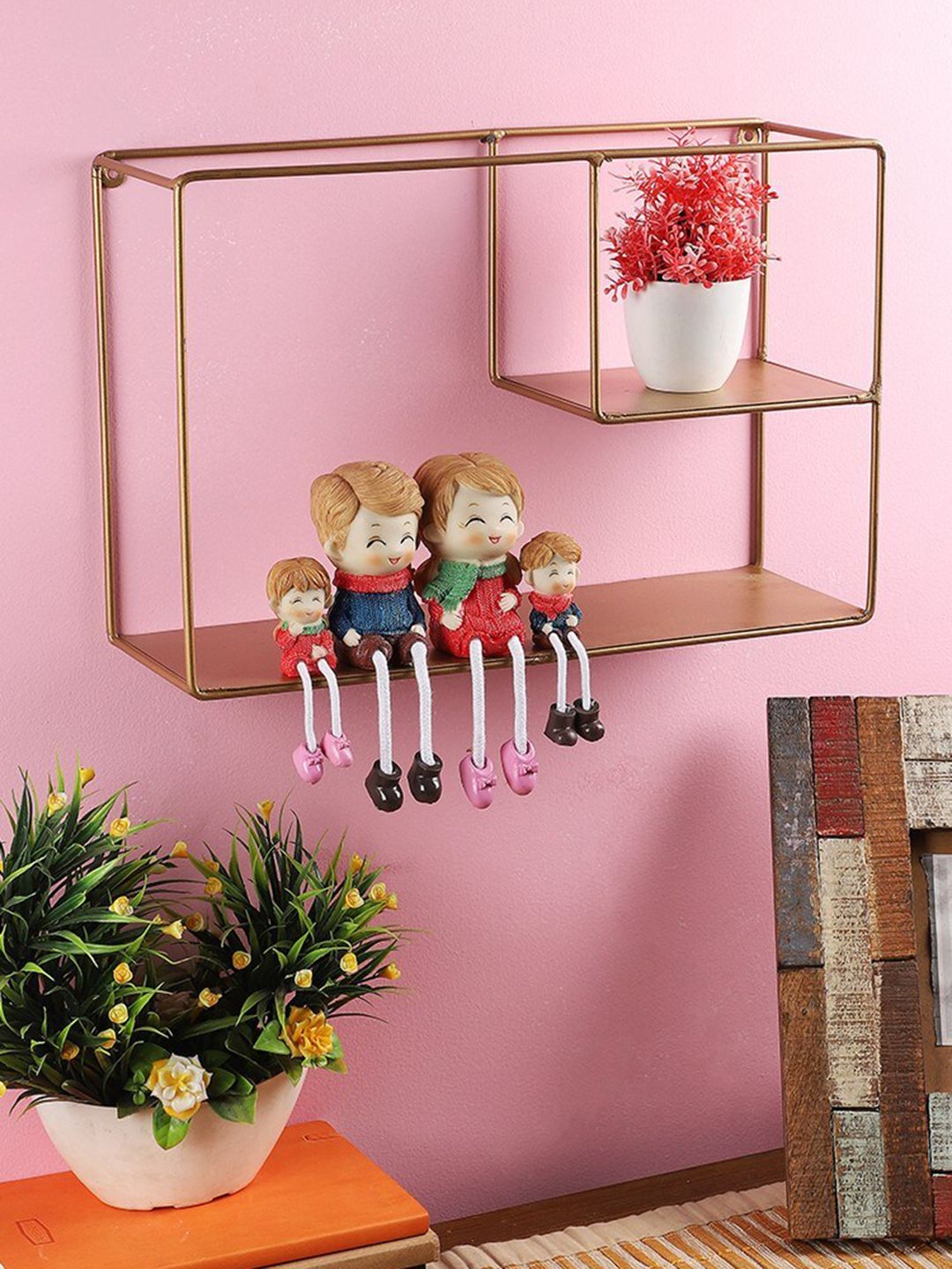 Home Sparkle Gold-Toned Metal Basic Wall Shelf Price in India