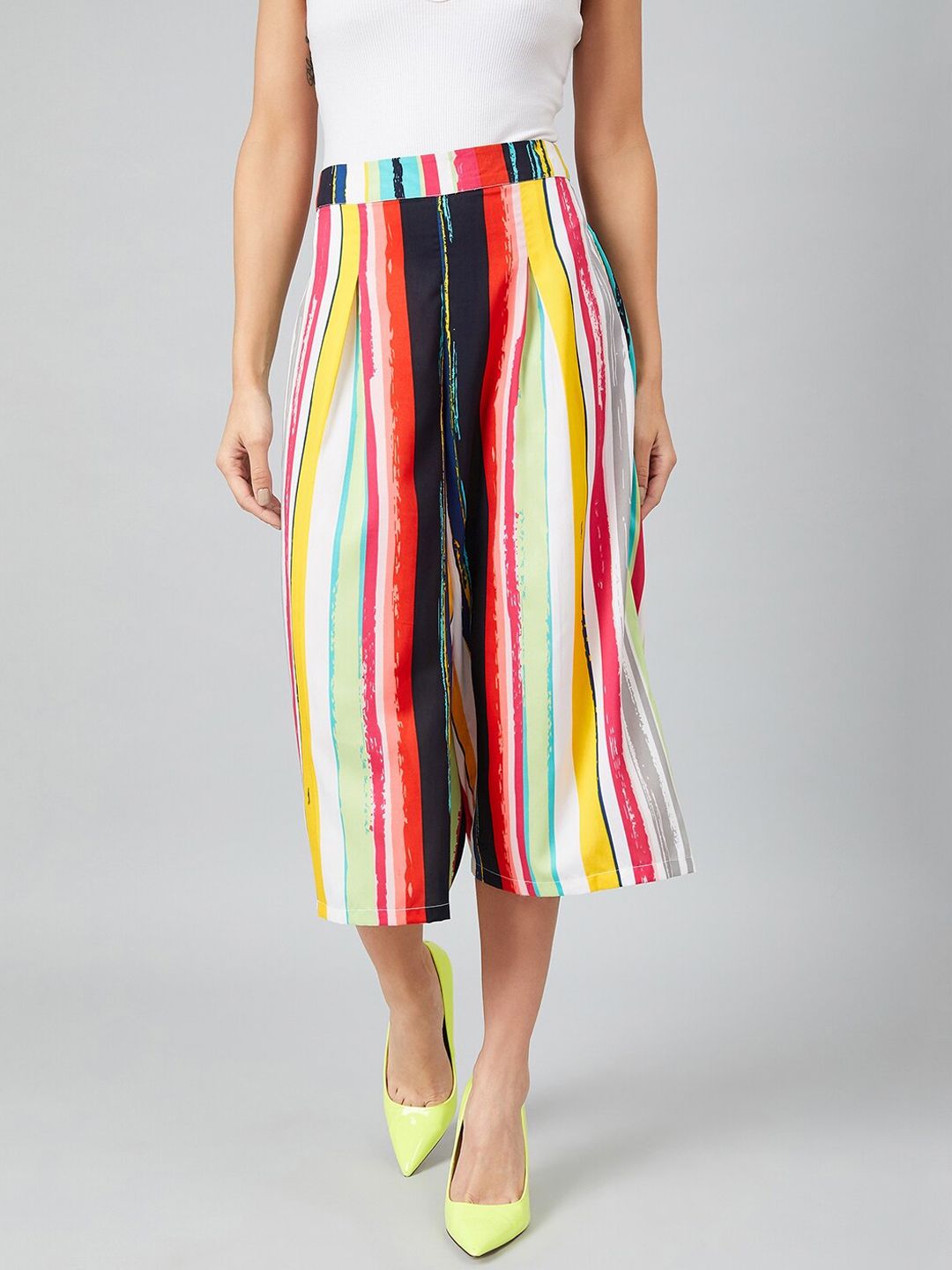 Athena Women Multicoloured Relaxed Loose Fit Striped Culottes Price in India