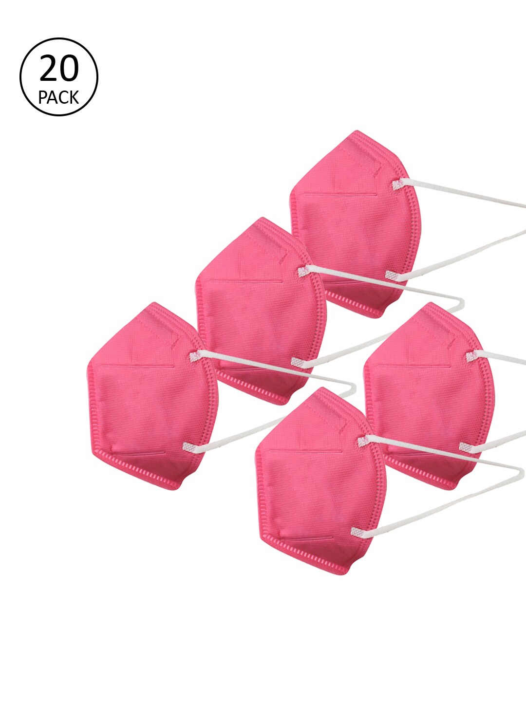 Swiss Design Unisex Pack of 20 Pcs Pink Solid 5-Ply Protective N95 Masks Price in India