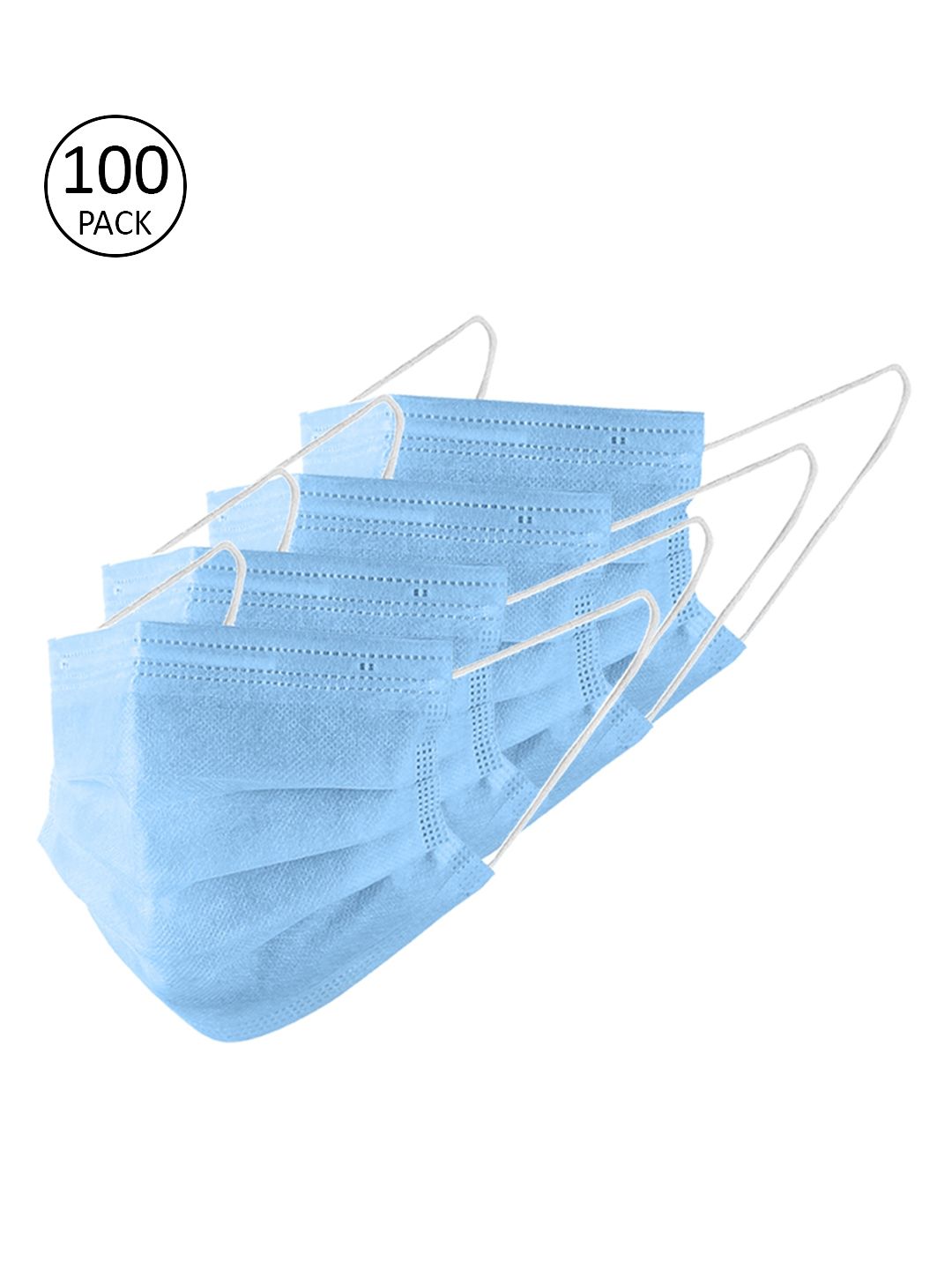 London Fashion Unisex Blue 100 Pcs 3-Layer Ultrasonic Disposable Masks Price in India