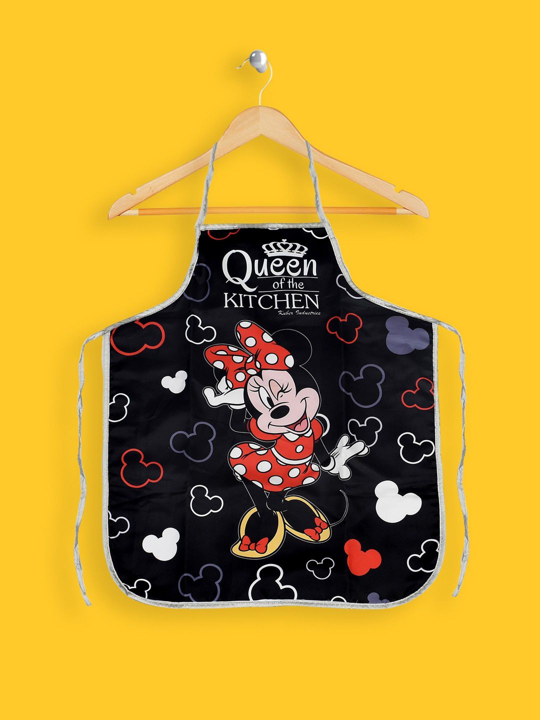 Kuber Industries Unisex Black & Red Disney Minnie Print Silk Waterproof Kitchen Aprons Price in India