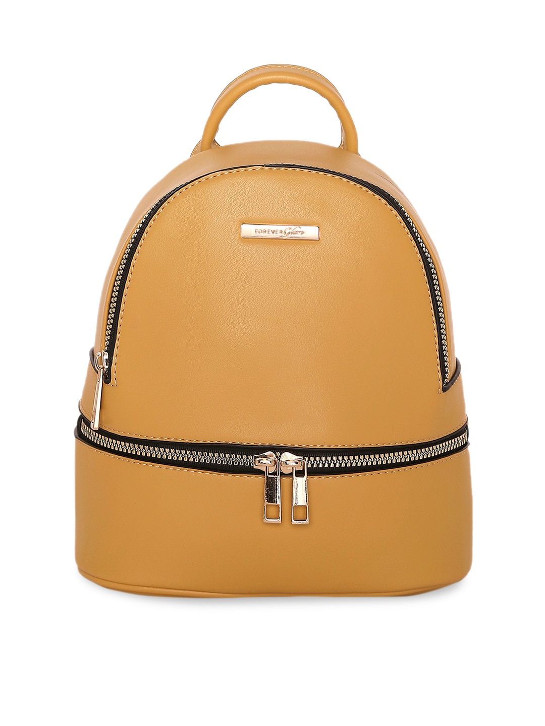 Forever Glam by Pantaloons Women Mustard Yellow Solid Backpack Price in India