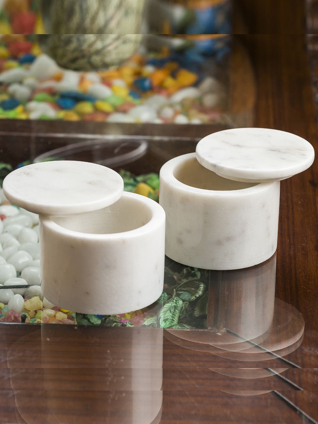 NikkisPride Set Of 2 White Marble Salt & Pepper Cellars Price in India