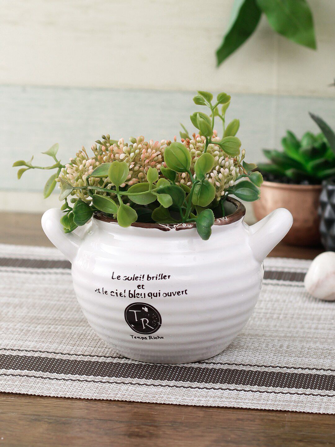 Aapno Rajasthan White & Black Printed Ceramic Pot Price in India