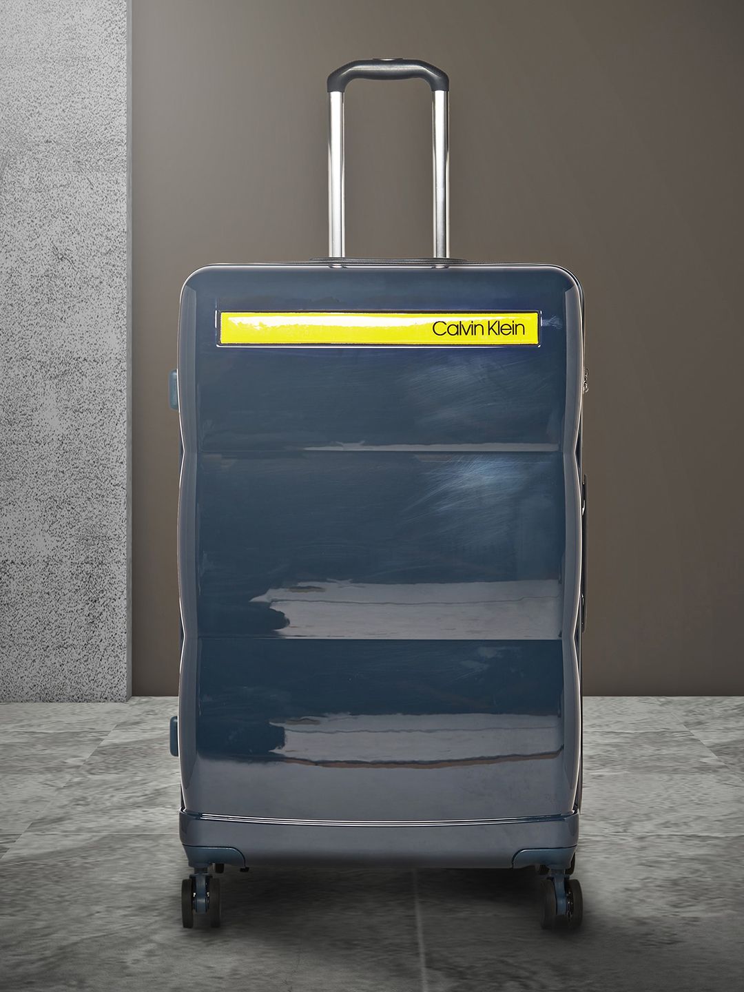 Calvin Klein DOWN TO FLY Range Navy & Yellow  Hard Large Luggage Price in India