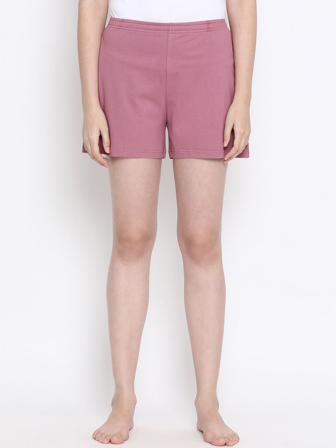 Clovia Women Pink Solid Lounge Shorts Price in India