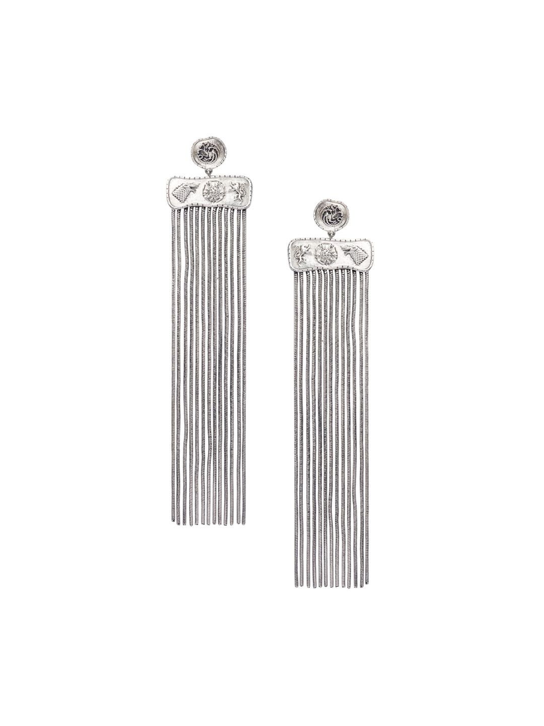 Masaba The Sigil Storm Silver-Plated Contemporary Drop Earrings Price in India