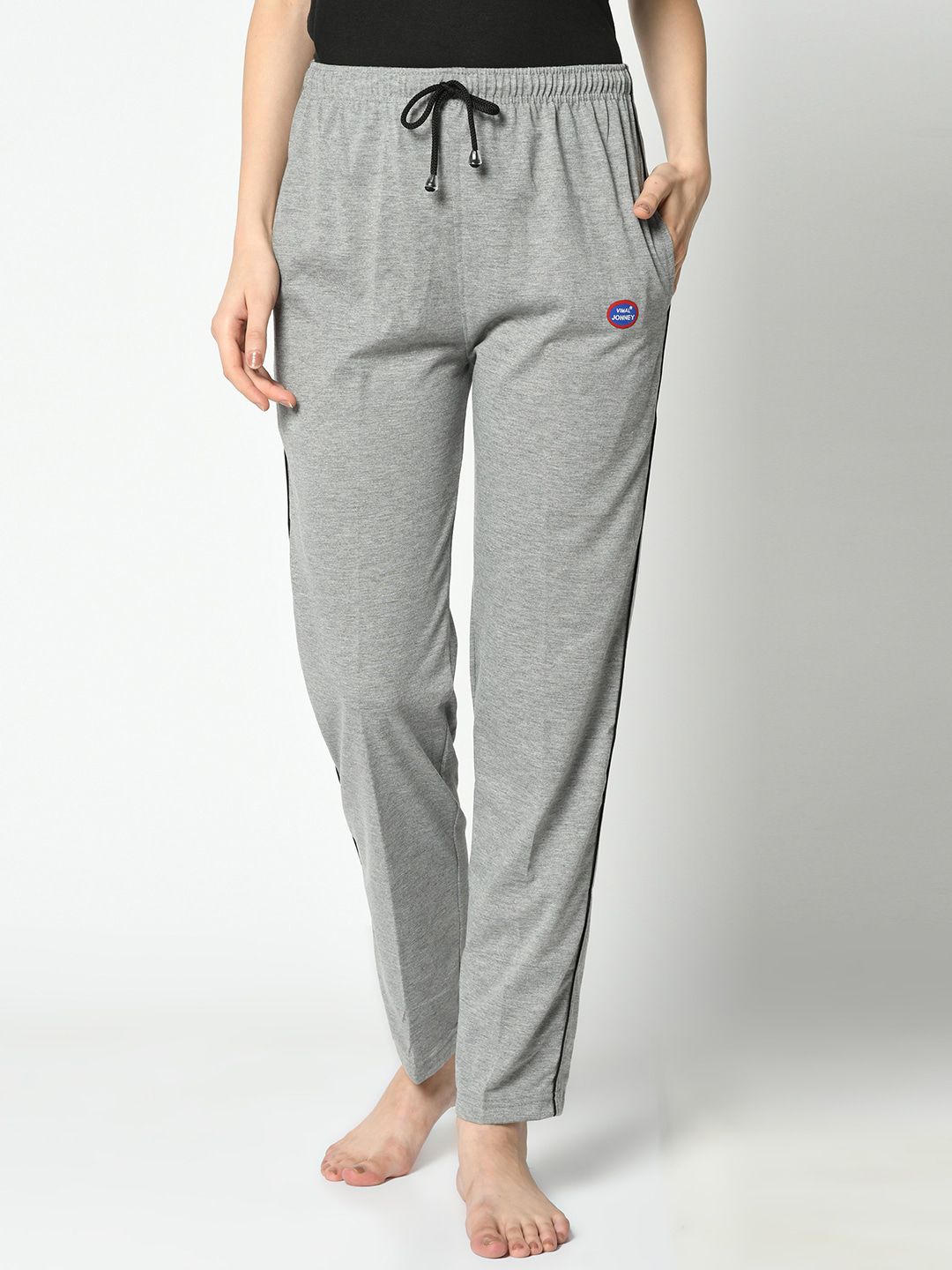 VIMAL JONNEY Women Grey Melange Solid Lounge Pants Price in India