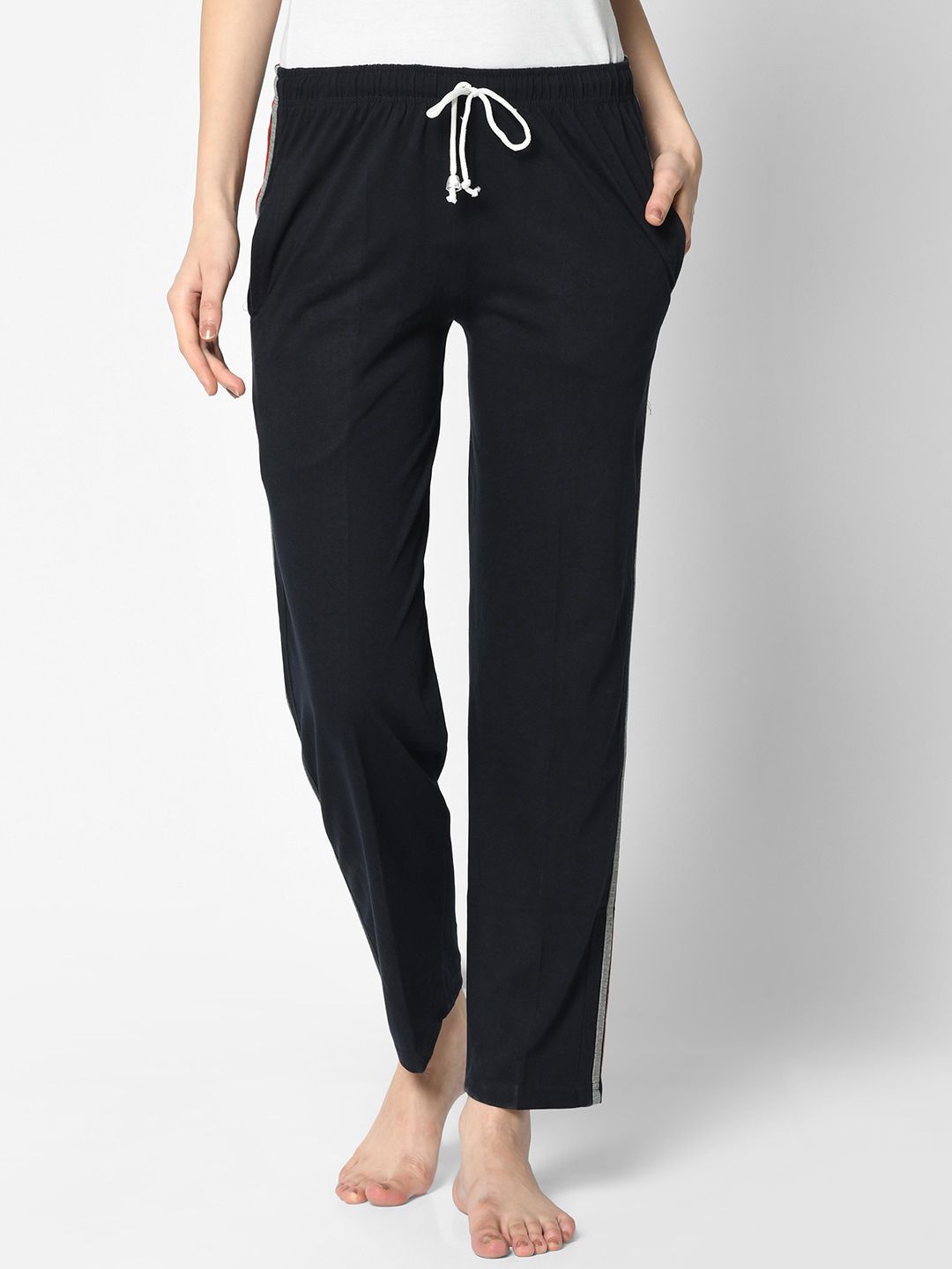 VIMAL JONNEY Women Navy Blue Solid Lounge Pants Price in India