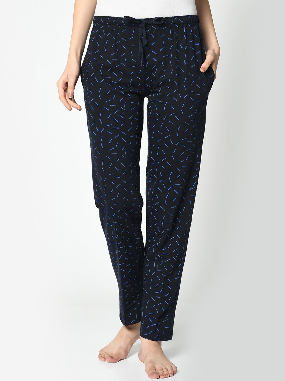 VIMAL JONNEY Women Navy Blue Printed Lounge Pants Price in India