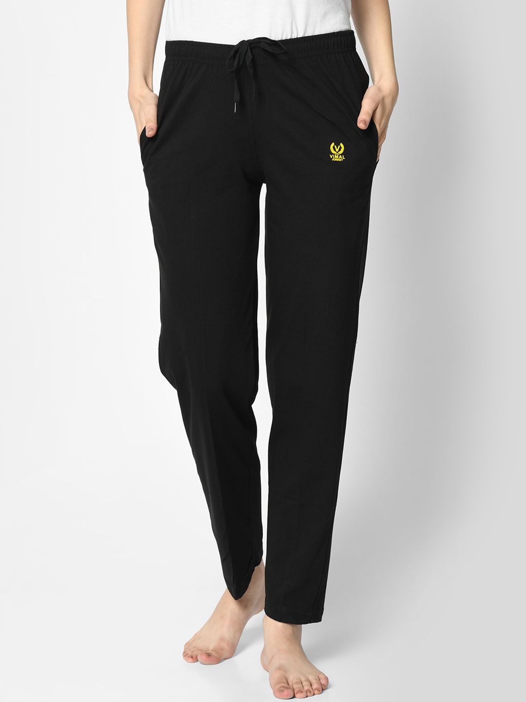 VIMAL JONNEY Women Black Solid Lounge Pants Price in India