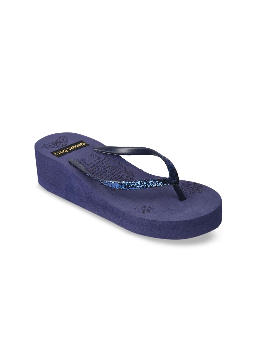 WOMENS BERRY Women Navy Blue Embellished Wedges Price in India