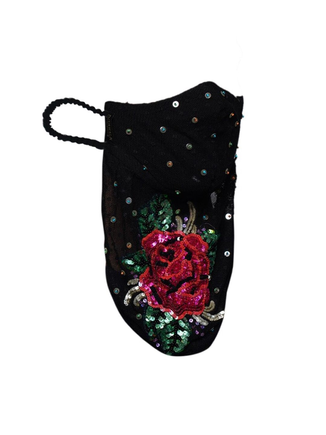 DIVA WALK EXCLUSIVE Women Black 2-Ply Hand Embroidered HIjab Protective Face Mask Price in India