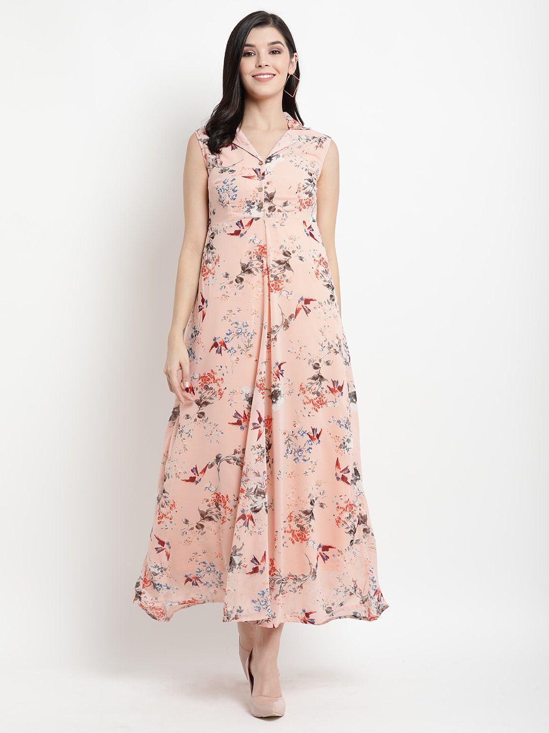 The Vanca Women Pink Floral Printed Maxi Dress Price in India