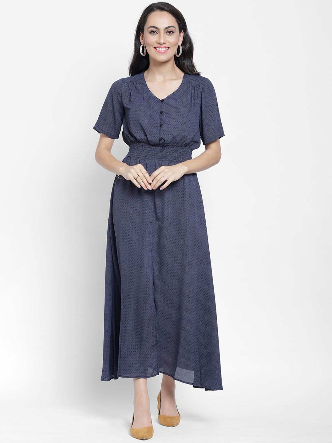 NIXX Women Navy Blue Solid Maxi Dress
