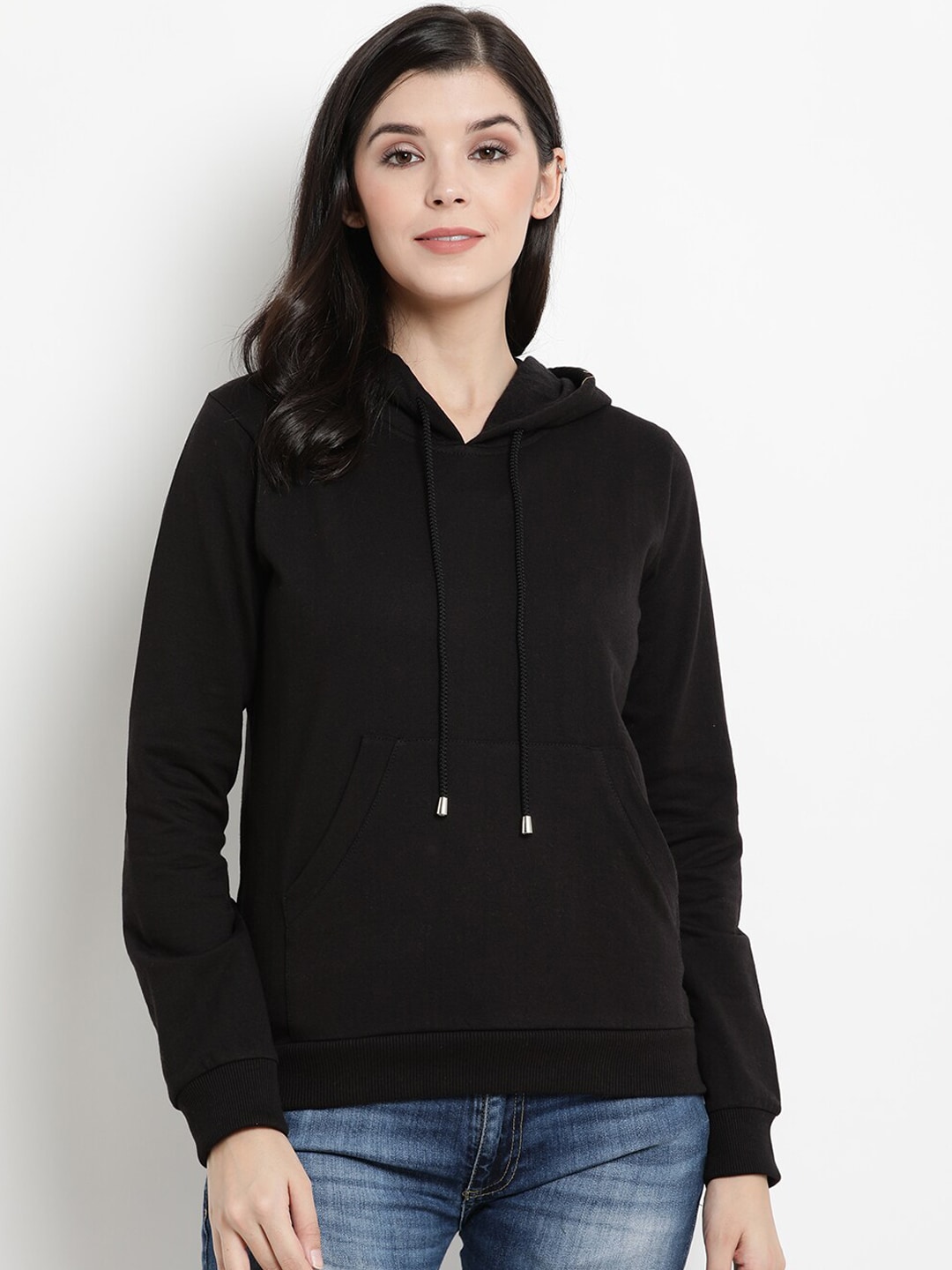 The Vanca Women Black Solid Sweatshirt Price in India