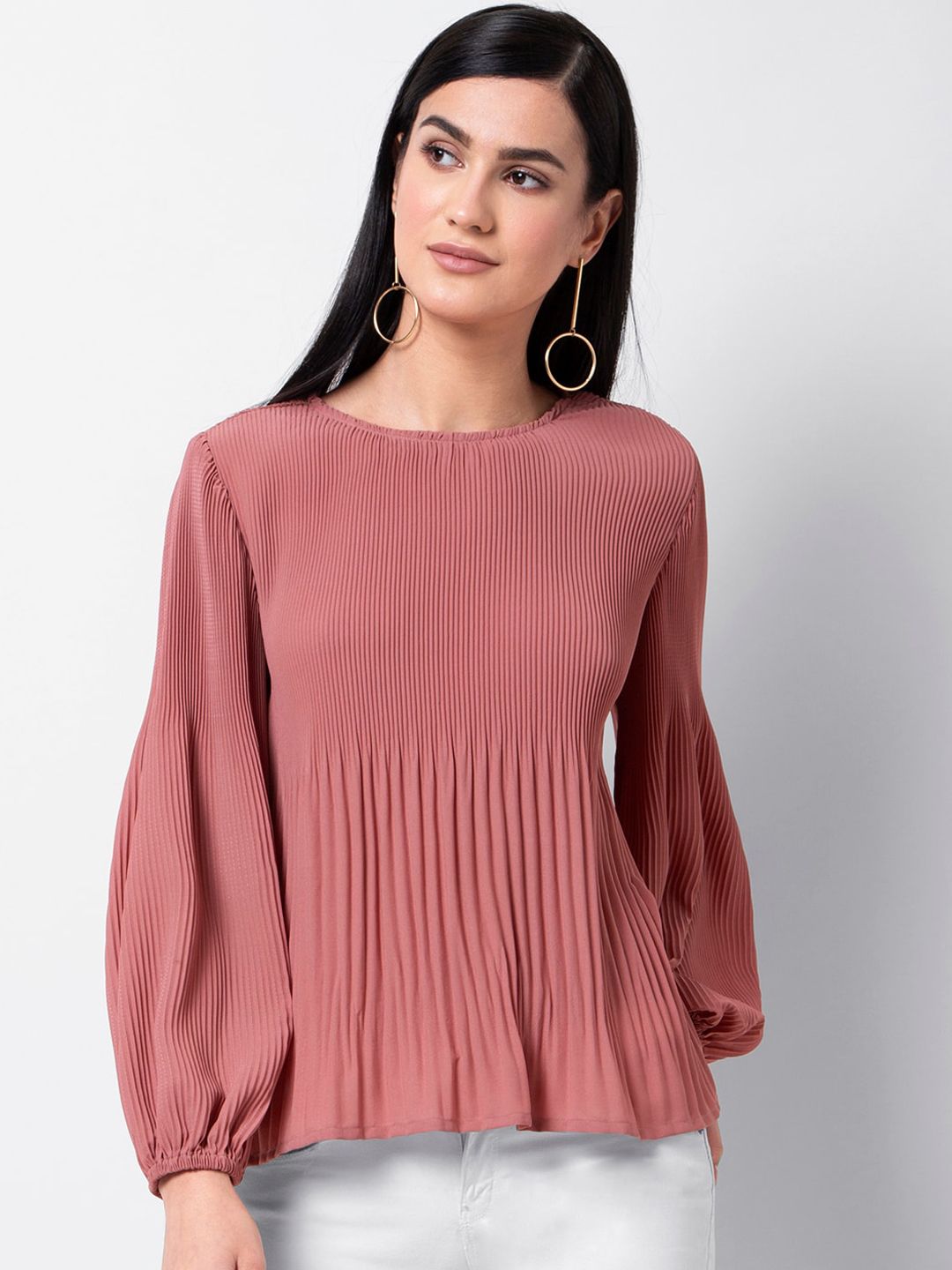 FabAlley Women Pink Solid A-Line Top