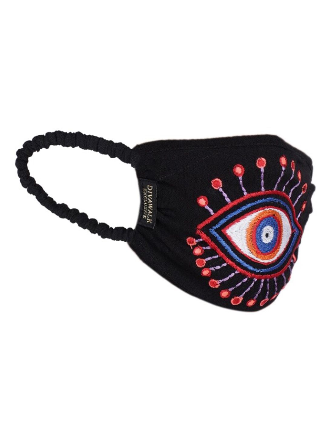 DIVA WALK EXCLUSIVE Women Black 2-Ply Embroidered Outdoor Protective Face Mask Price in India