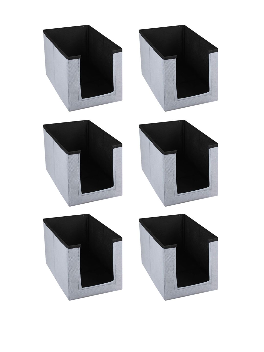 Kuber Industries Set Of 6 Grey & Black Solid Non-Woven Sustainable Wardrobe Organizers Price in India