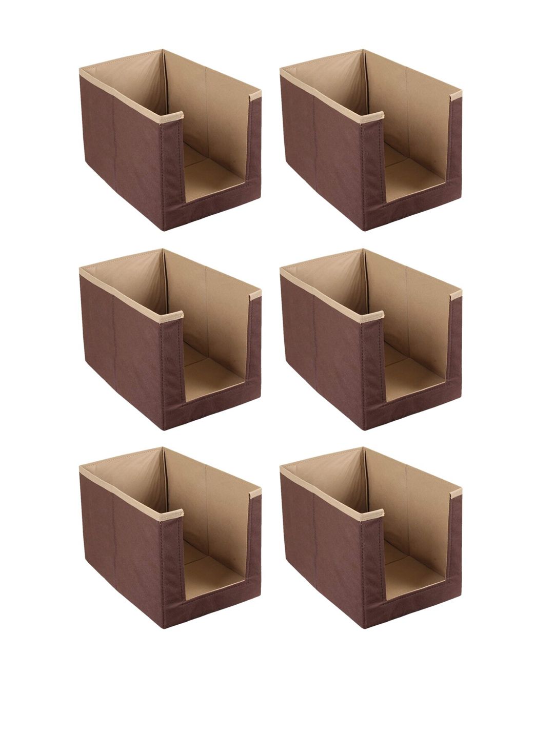 Kuber Industries Set Of 6 Brown & Beige Solid Non-Woven Sustainable Wardrobe Organizer Price in India