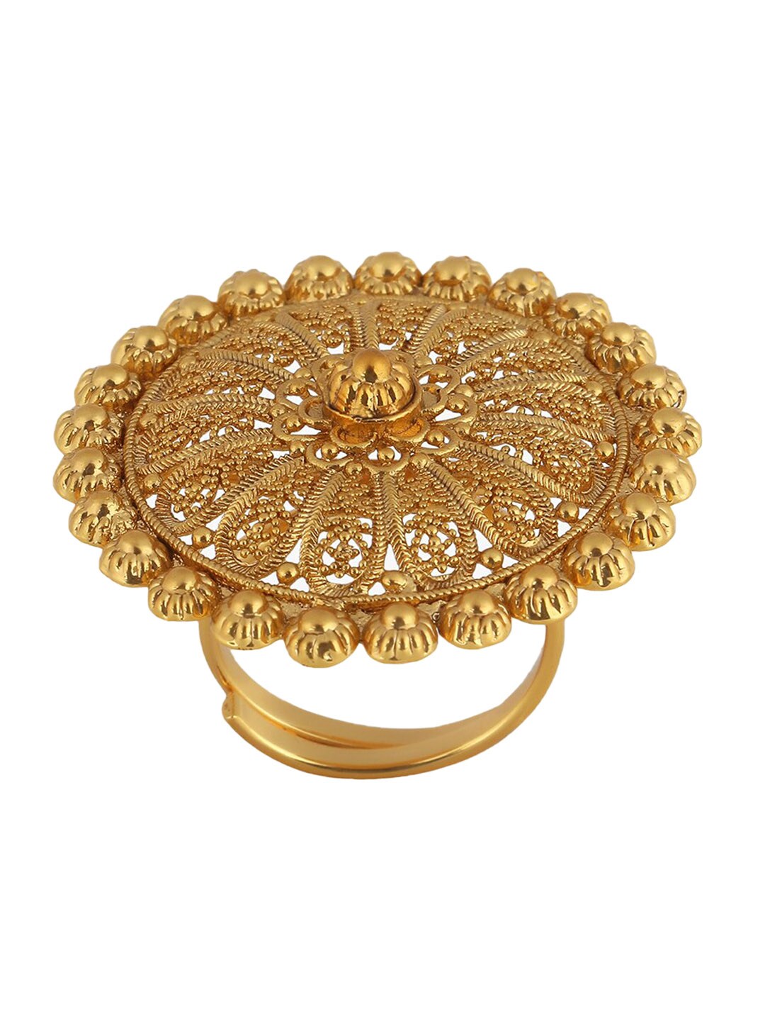 Adwitiya Collection 24 CT Gold-Plated Handcrafted Adjustable Ring Price in India