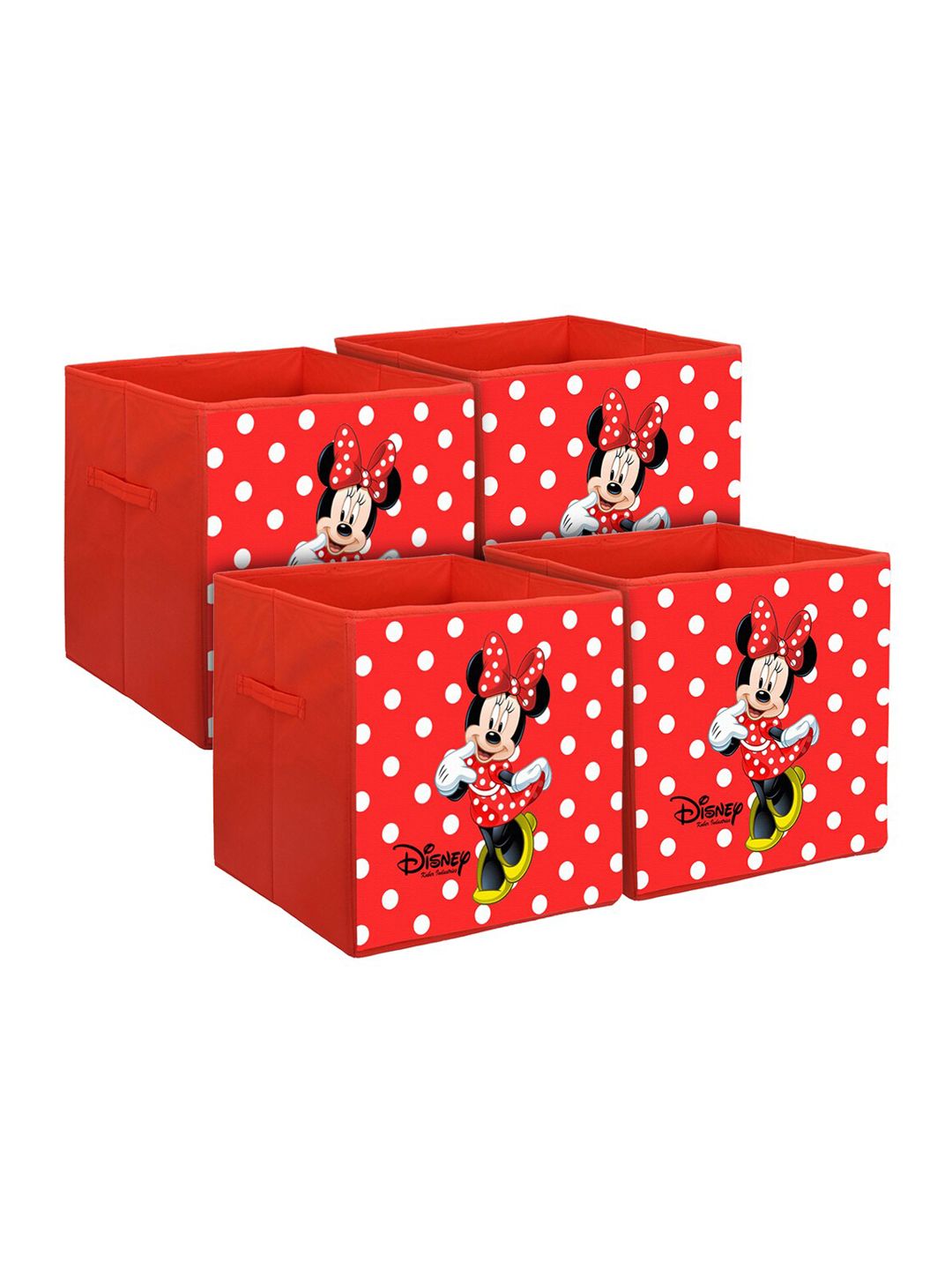 Kuber Industries Set Of 4 Red Printed Multi-Utility Foldable Storage Boxes Price in India